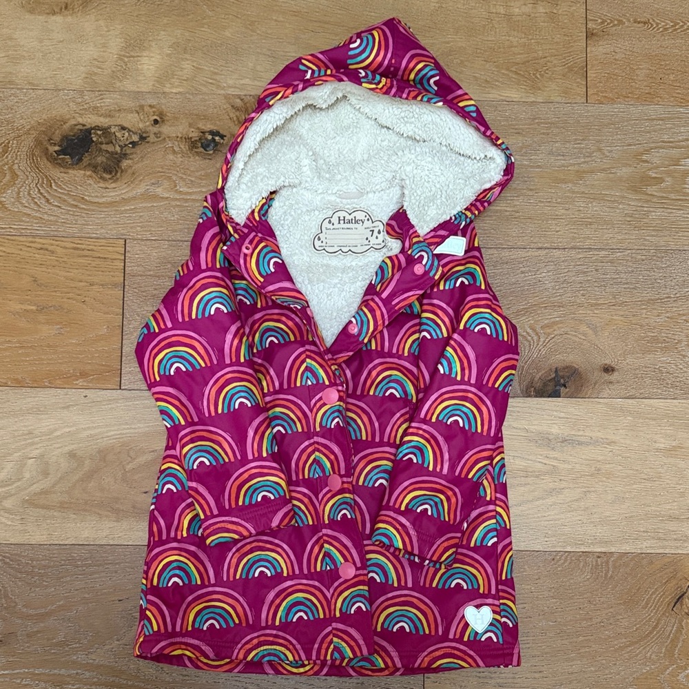 Hatley Pink Rainbow Hooded Kids Coat